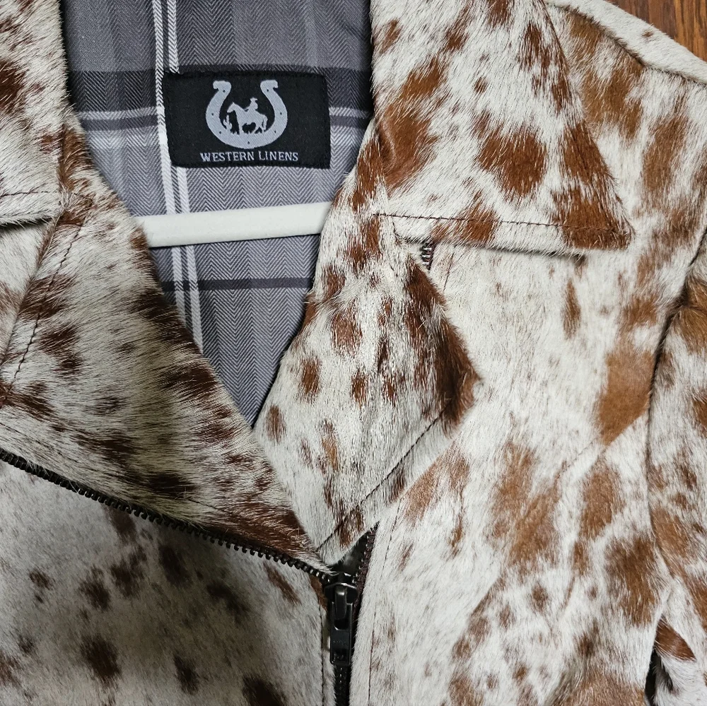 Genuine Hair-On Leather Cowhide Jacket - Picture 6 of 9